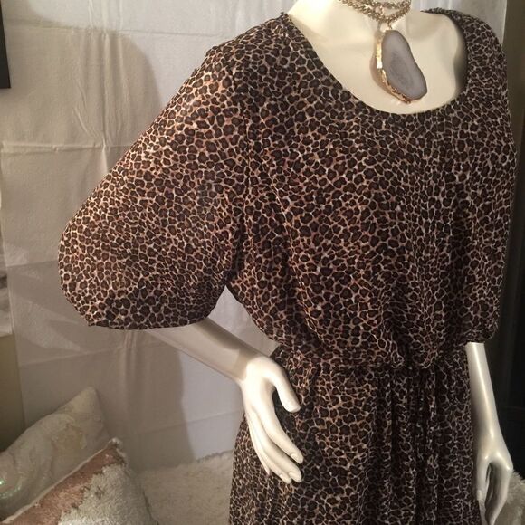 New! Sheer double layered Cheetah print Dress! 💕 - Picture 2 of 7
